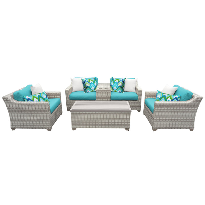 Falmouth 6 Piece Rattan Sectional Seating Group with Cushions & Reviews AllModern